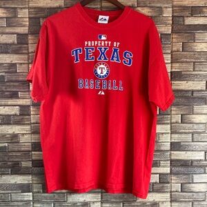 Pre Owned Unisex Majestic Texas Rangers Red XL T Shirt
